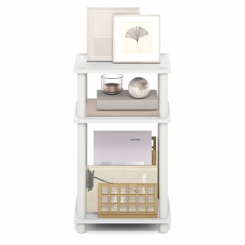 Furinno TURN-N-TUBE 3-Tier End Table Night Stand in White