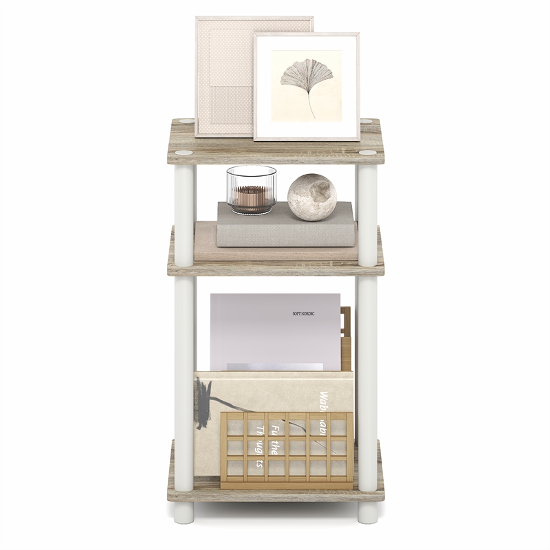 Furinno TURN-N-TUBE 3-Tier End Table Night Stand in Light Oak