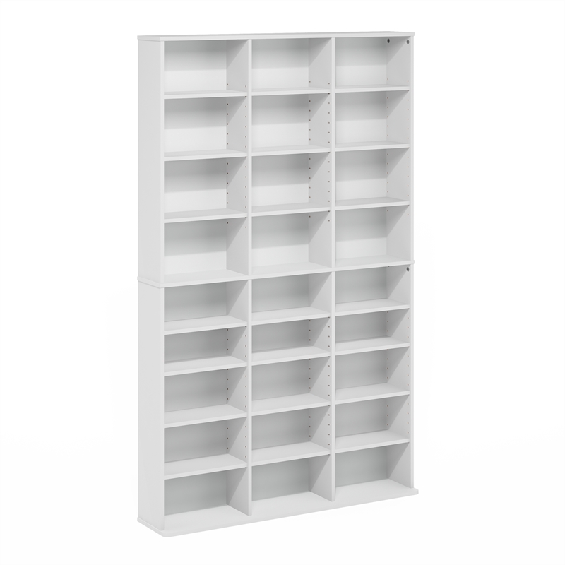 Furinno JAYA 24-Shelf Media Storage Rack with AdJUSTable Shelves in Plain White