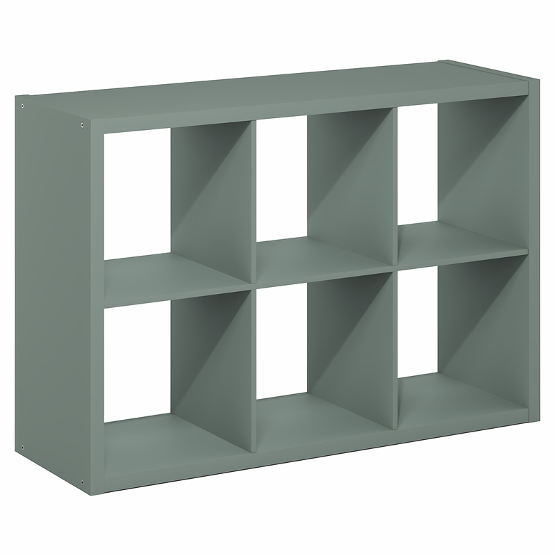 Furinno CUBICLE 6-Cube Thick Frame Reversible Open Back Bookcase Sage Green