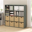 Furinno CUBICLE 16-Cube Thick Frame Reversible Open Back Bookcase Sage Green