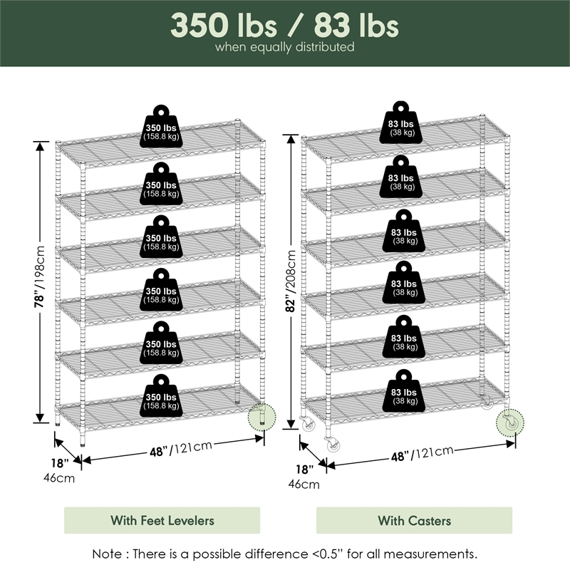 Furinno WAYAR 6-Tier AdJUSTable Steel Standing Storage Shelf in Chrome