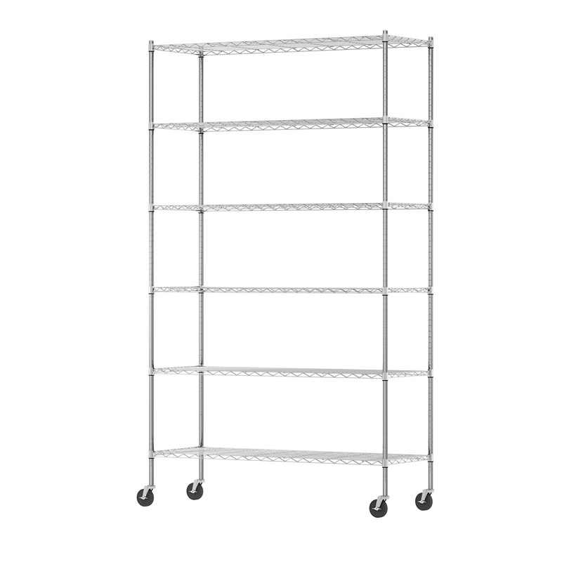Furinno WAYAR 6-Tier AdJUSTable Steel Standing Storage Shelf in Chrome