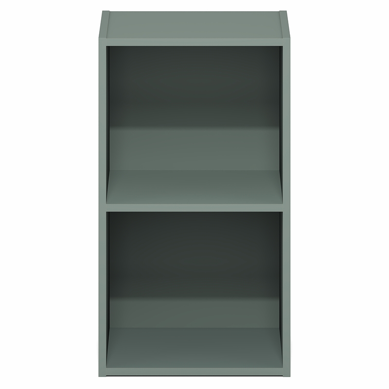 Furinno PASIR 2-Tier Modern Bookshelf Open Shelves Bookcase Sage Green