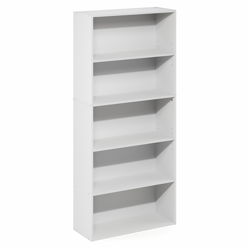 Furinno JAYA 5-Tier AdJUSTable Bookshelf  52 Inch Tall Bookcase White