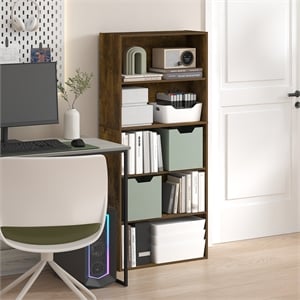 Furinno JAYA 5-Tier AdJUSTable Bookshelf 52 Inch Tall Bookcase Amber Pine