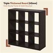 Furinno CUBICLE Extra Thick Frame Record Media Storage Organizer 9-Cube Dark Oak