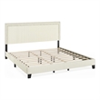Furinno LAVAL King Bedframe Button Double Row Nail Headboard Light Beige