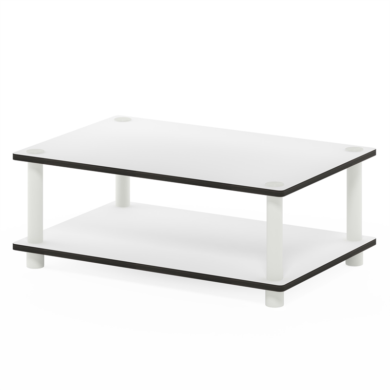 Furinno JUST 2-Tier Modern Toolless Coffee Table with Open Shelf Plain White