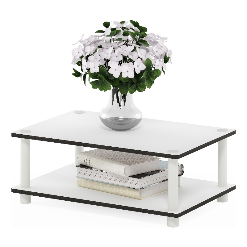 Furinno JUST 2-Tier Modern Toolless Coffee Table with Open Shelf Plain White