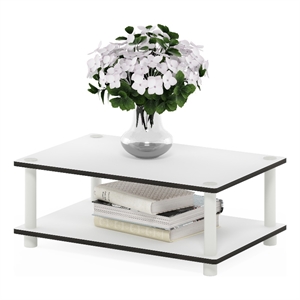 Furinno JUST 2-Tier Modern Toolless Coffee Table with Open Shelf Plain White