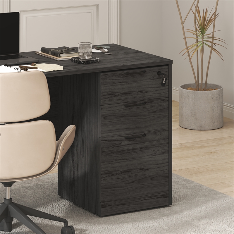 Furinno ROGER 3-Drawer Fixed Pedestal Filing Cabinet with Lock Coastal Grey