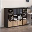 Furinno CUBICLE 9-Compartment Cube Organizer Shelf Accessory Black Dark Oak