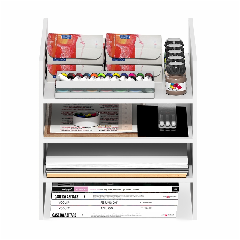 Furinno CUBICLE 3-Shelf Cube Organizer 3-Tier Shelf Accessory White