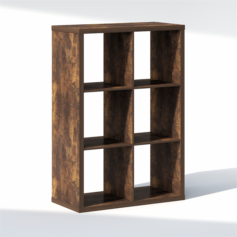 Furinno CUBIC 6-Cube Closet Organizer Open Shelf Extra Thick Frame Amber Pine