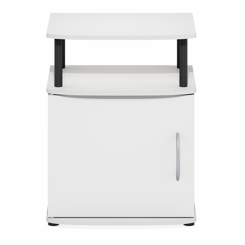 Furinno JAYA Side Table 2-Tier Shelf w/ Door Cabinet Night Stand White