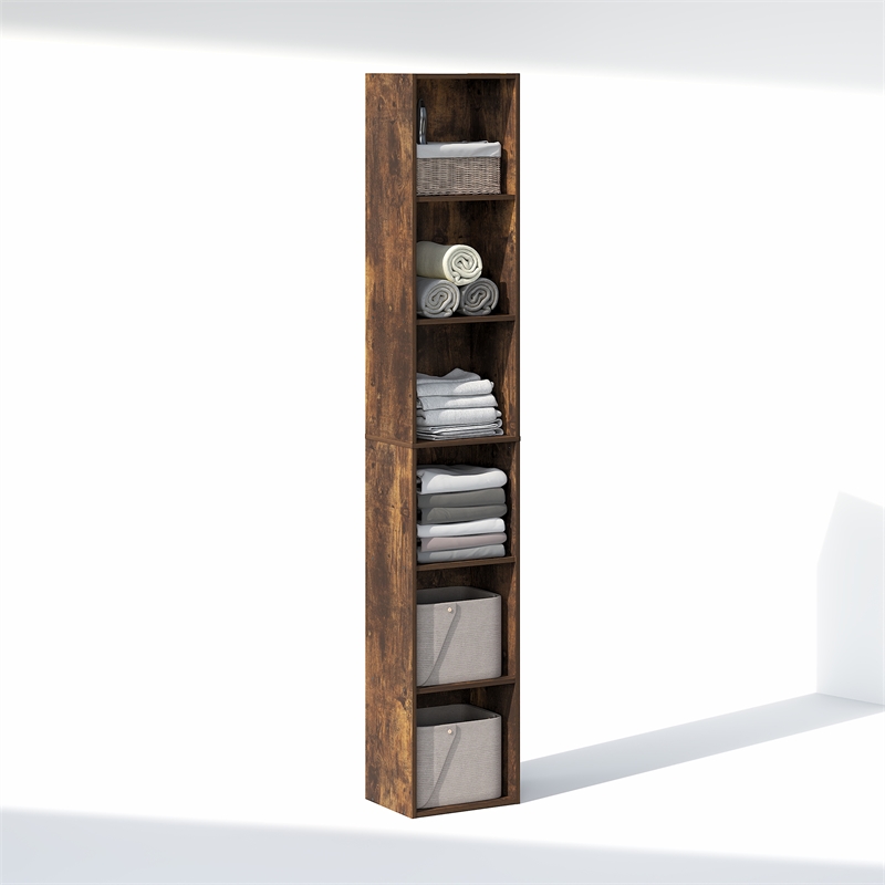 Furinno CUBICLE 6-Tier Closet Organizer Open Shelf Storage Amber Pine