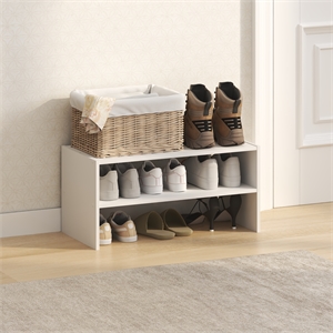 Furinno FANO 24-Inch Stackable Shoe Rack for Closet Entryway White