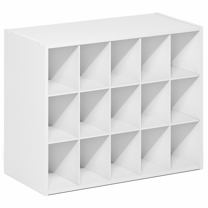 Furinno FANO 15-Cube Stackable Shoe Rack for Closet Entryway White