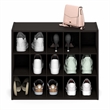 Furinno FANO 15-Cube Stackable Shoe Rack for Closet Entryway Black Dark Oak