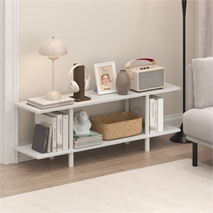 Furinno TURN-N-TUBE 2-Tier 47.2&quot Wide Toolless Book Shelf White