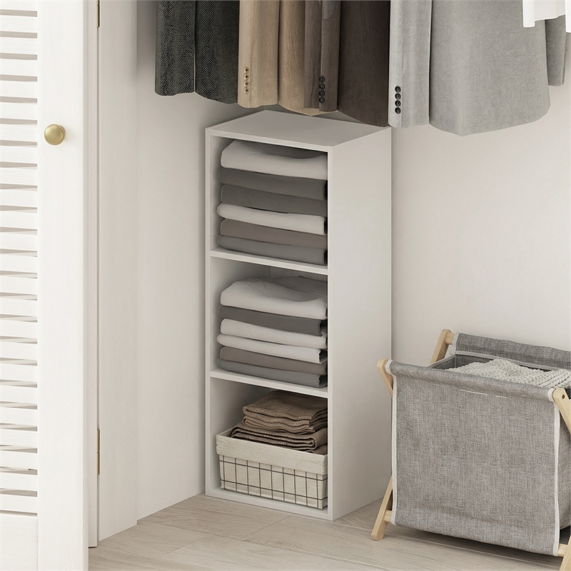 Furinno PASIR 3-Cube Bookcase Closed Back 9.3x12x31.5 Plain White
