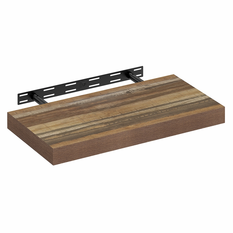 Furinno TANNA 12 x 24 2-in Thick Invisible Brackets Floating Shelves Retro Brown
