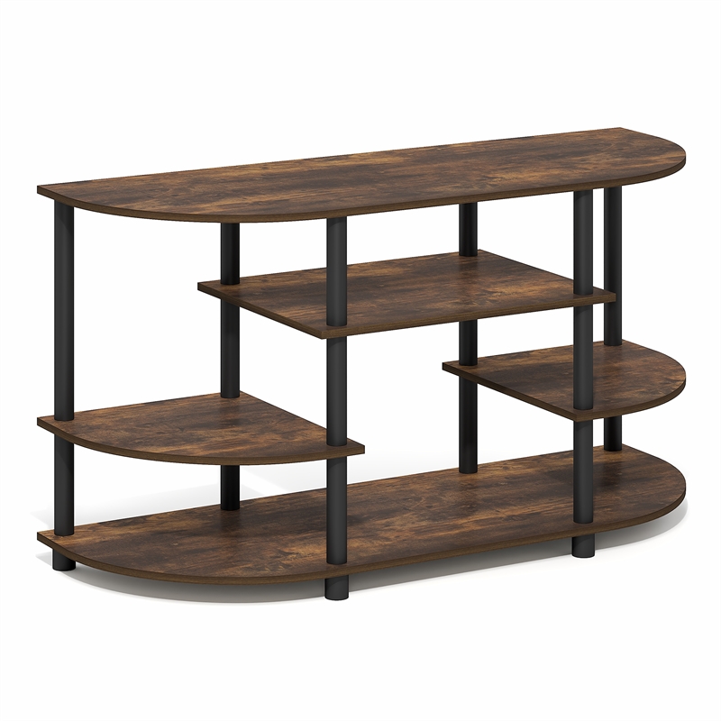 Furinno JAYA 4-Tier Entertainment Center for TV up to 46 Inch Amber Pine
