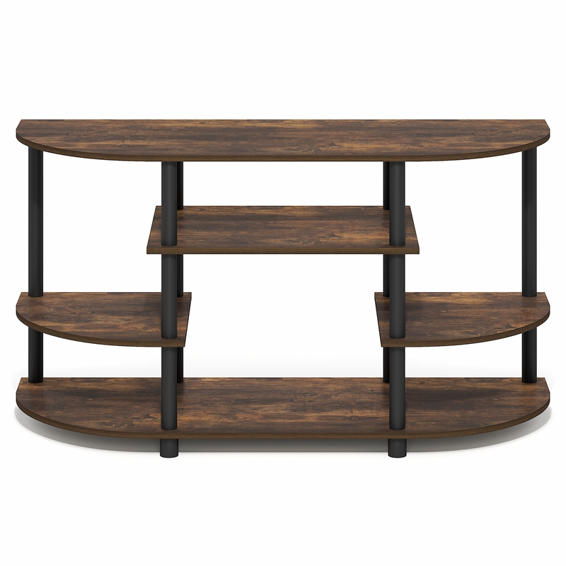 Furinno JAYA 4-Tier Entertainment Center for TV up to 46 Inch Amber Pine
