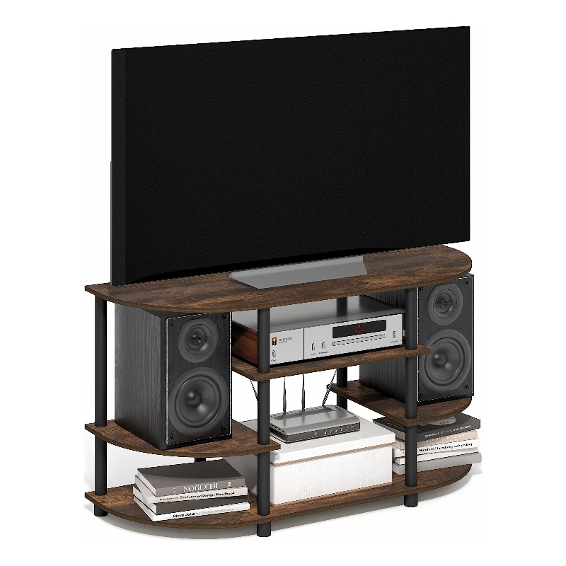 Furinno JAYA 4-Tier Entertainment Center for TV up to 46 Inch Amber Pine