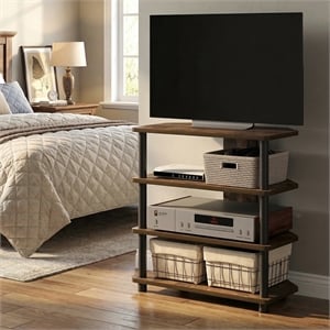 Furinno ECON 4-Tier Petite Corner Entertainment Center for 32&quot TV Amber Pine