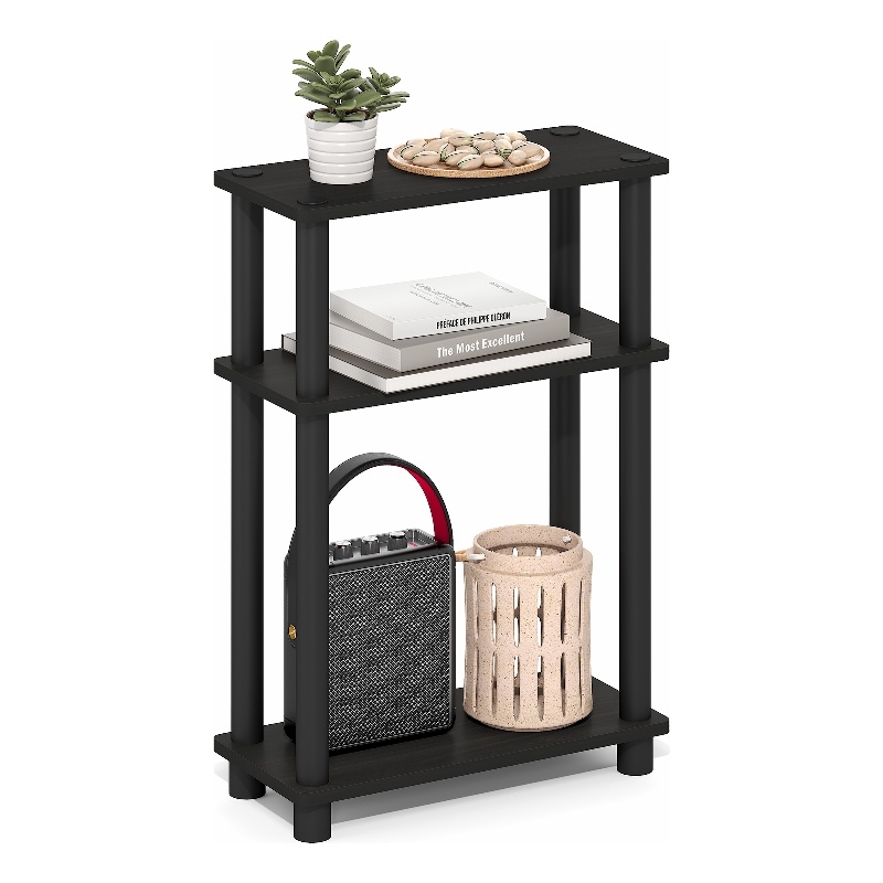 Furinno TURN-N-TUBE 3-Tier Narrow Toolless End Table Espresso