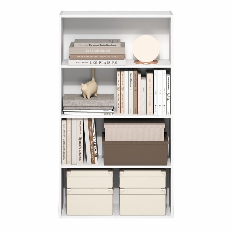 Furinno JAYA 4-Tier Open Shelving Book Shelf 9.5 x 23.6 x 41.9 White