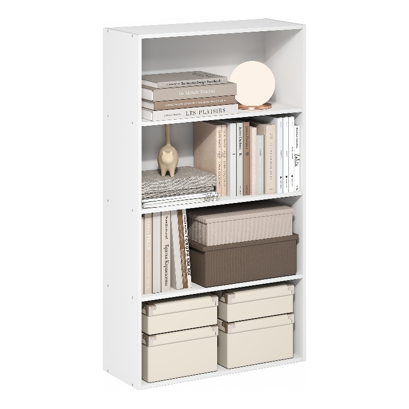 Furinno JAYA 4-Tier Open Shelving Book Shelf 9.5 x 23.6 x 41.9 White