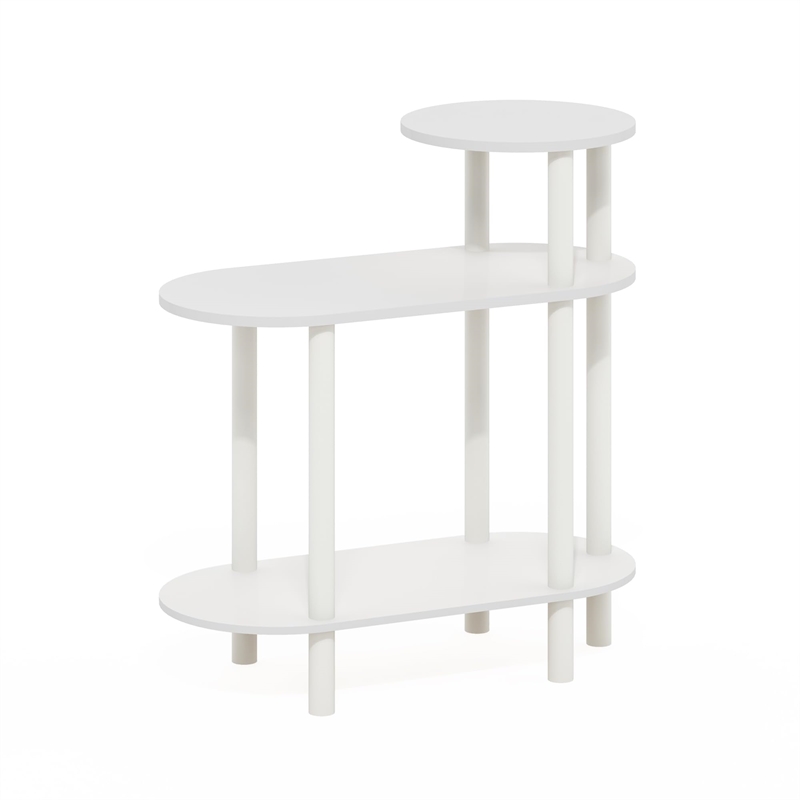 Furinno TURN-N-TUBE 3-Tier Oval Sofa Open Shelf Narrow Nightstand White