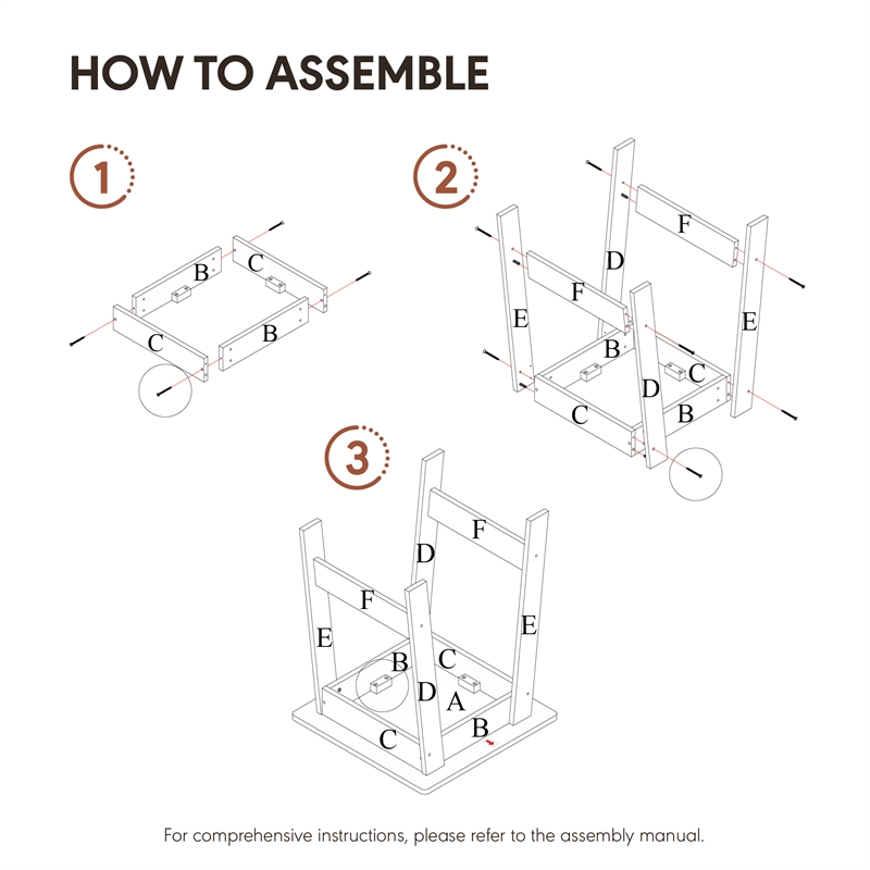 Furinno BEGINNING Square H-Legs Nightstand Easy Assembly Espresso