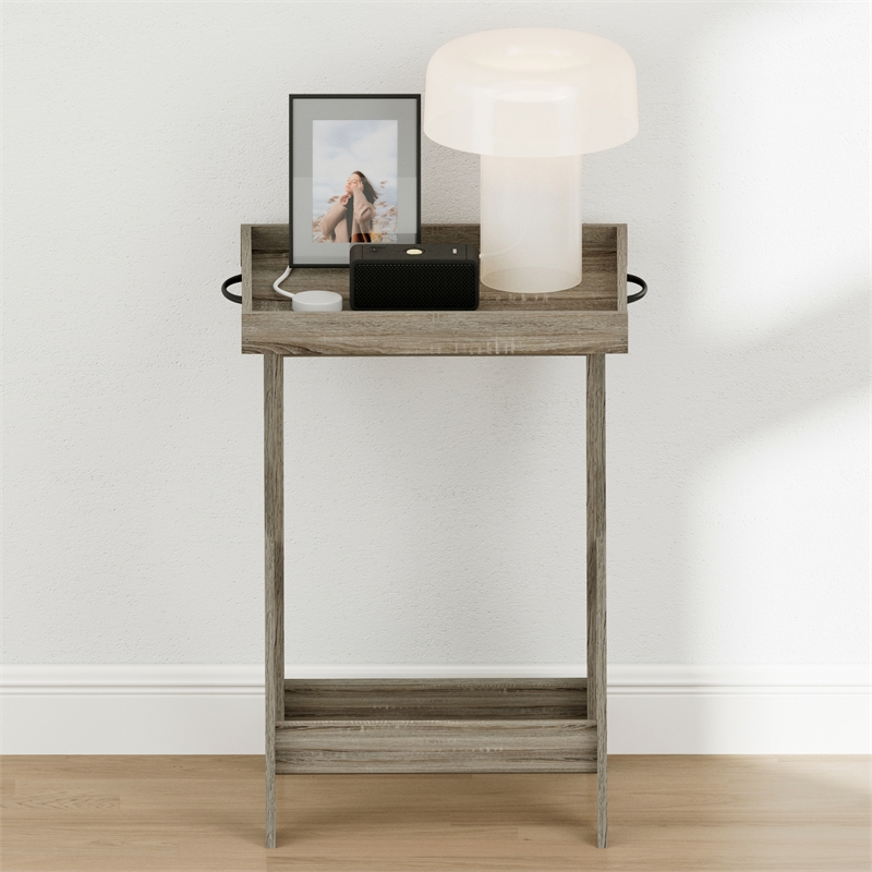 Furinno CLASSIC Square X-Legs Nightstand Removable Tray Top End Table French Oak
