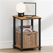 Furinno TURN-N-TUBE 2-Tier Open Shelf Toolless Square Nightstand Light Cherry