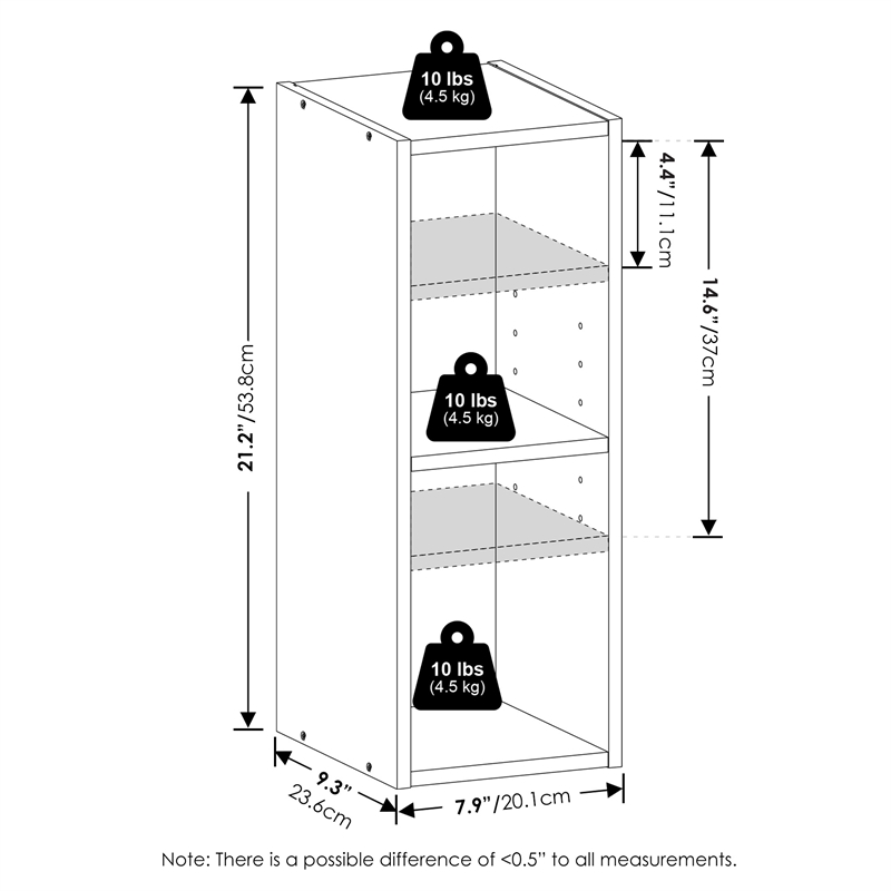 Furinno LUDER 5-Cube Reversible Bookcase 9.4 x 19.5 x 31.5