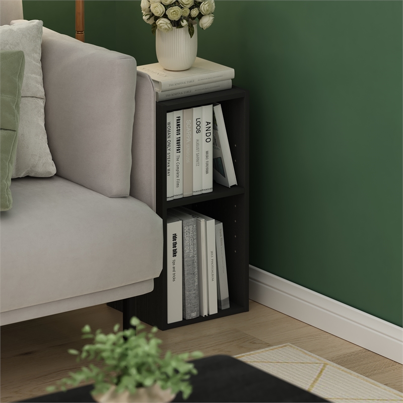 Furinno FULDA 2-Tier Narrow 10-In Width Bookcase 9.3 x 9.8 x 21.2 Blackwood