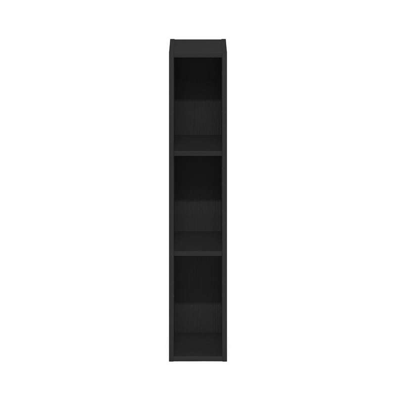 Furinno FULDA 3-Tier Narrow 6-In Width Bookcase 9.3 x 5.9 x 31.5 Blackwood