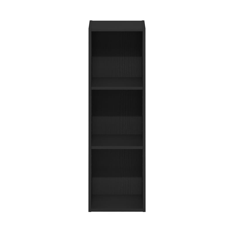 Furinno FULDA 3-Tier 10-In Width Narrow Bookcase 9.3 x 9.8 x 31.5 Blackwood