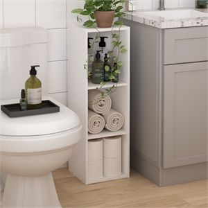 Furinno FULDA 3-Tier 10-In Width Narrow Bookcase 9.3 x 9.8 x 31.5 White