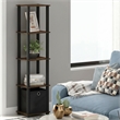 Furinno TURN-N-TUBE 5-Tier Square Open Frame Corner Shelf with Bin Amber Pine