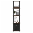 Furinno TURN-N-TUBE 5-Tier Square Open Frame Corner Shelf with Bin Amber Pine