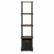 Furinno TURN-N-TUBE 5-Tier Square Open Frame Corner Shelf with Bin Amber Pine