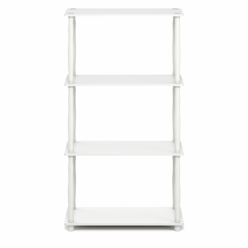 Furinno TURN-N-TUBE 4-Tier Open Frame Corner Toolless Bookshelf White