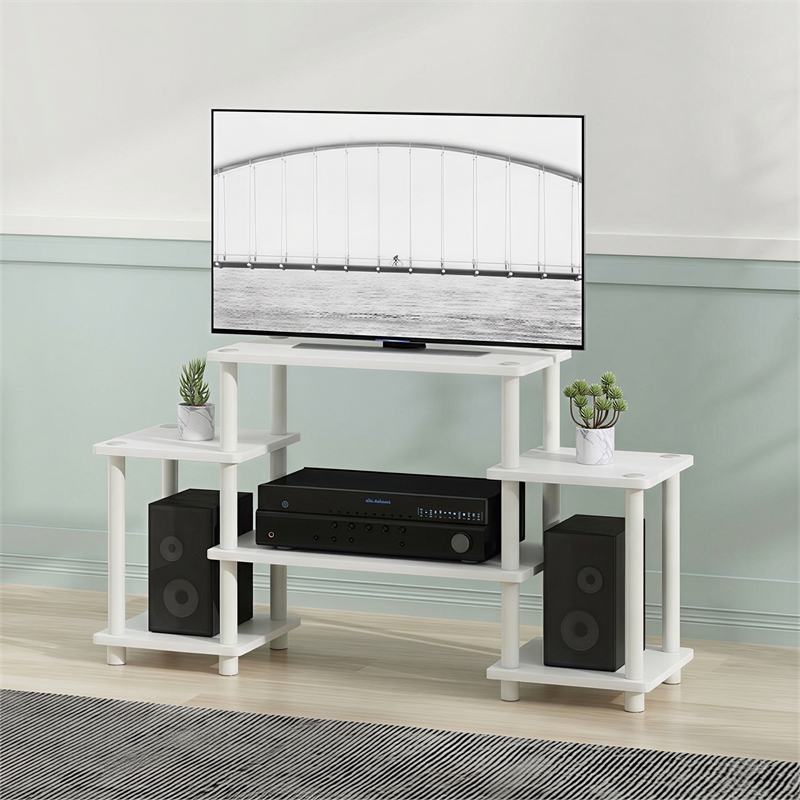 Furinno TURN-N-TUBE 6 Open Shelf Entertainment Center for TV up to 32 Inch White