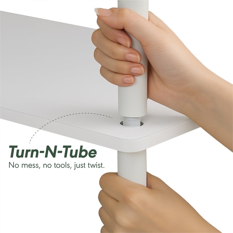 Furinno TURN-N-TUBE 6 Open Shelf Entertainment Center for TV up to 32 Inch White