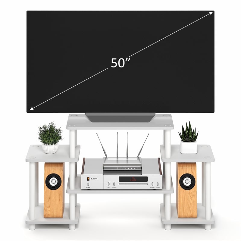 Furinno TURN-N-TUBE 6 Open Shelf Entertainment Center for TV up to 32 Inch White
